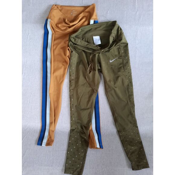 Nike Pants - Nike Dri-Fit Women 2‎ Of Medium Waistband Performances Green/Orange Ankle Pants